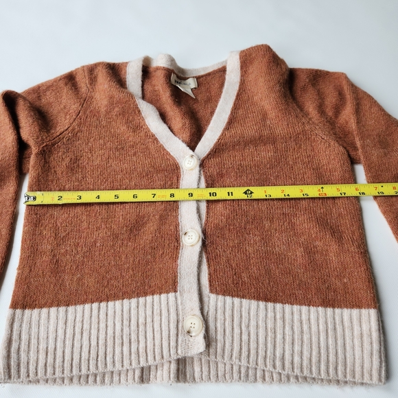 Yes Lola Womens Knit Crop Sweater Baggy Chunky Brown Button Up Cardigan Small - Picture 8 of 11